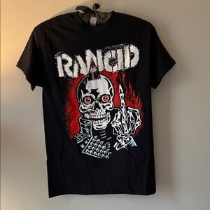 Gildan Black Graphic Tee with Red and White Design